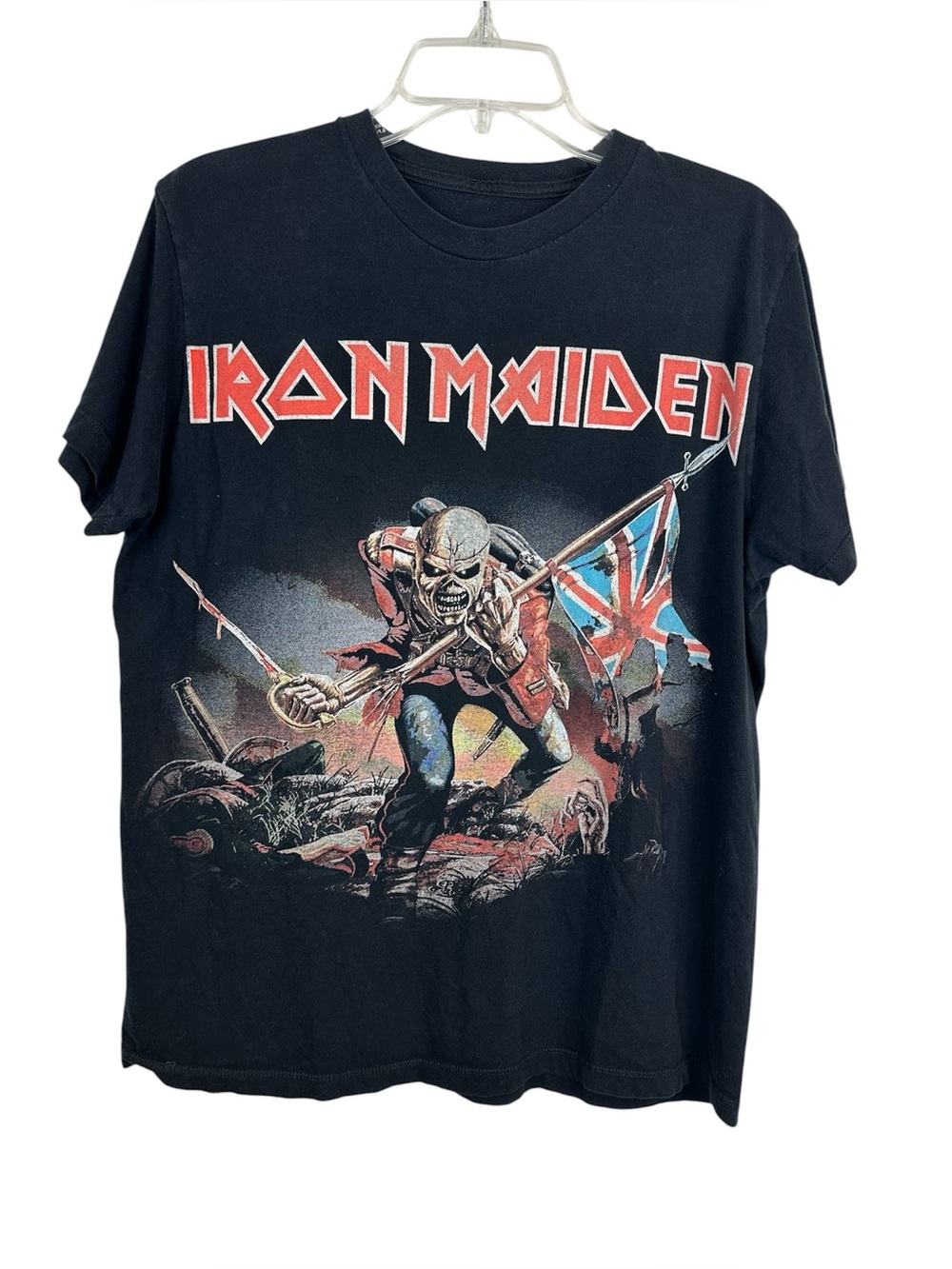 Iron Maiden Trooper Eddie Band Tee Black Graphic T Shirt Rock L